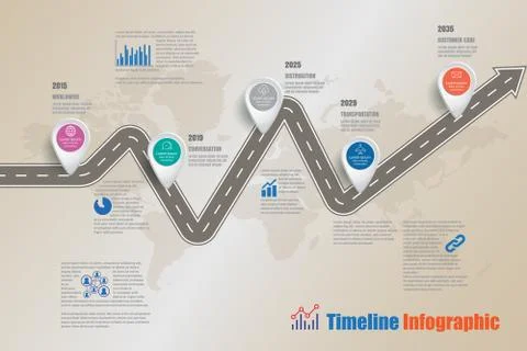 Road map Timeline Infographic, Vector Illustration Illustrazione stock