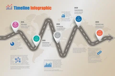 Road map Timeline Infographic, Vector Illustration Illustrazione stock