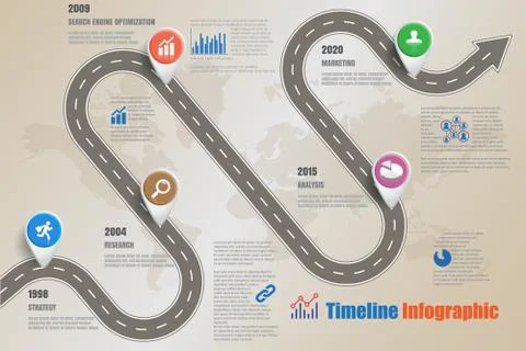 Road map Timeline Infographic, Vector Illustration Illustrazione stock