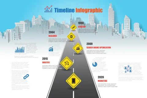 Road map Timeline Infographic, Vector Illustration Stock Illustration