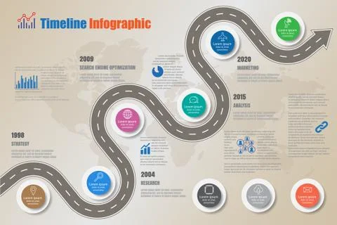 Road map Timeline Infographic, Vector Illustration Illustrazione stock