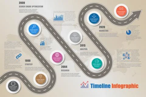 Road map Timeline Infographic, Vector Illustration Illustrazione stock