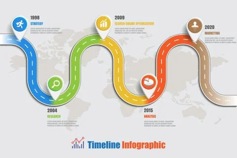 Road map Timeline Infographic, Vector Illustration Stock Illustration