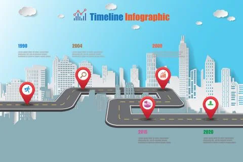 Road map Timeline Infographic, Vector Illustration Stock Illustration