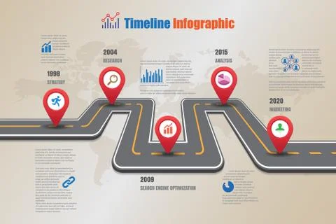 Road map Timeline Infographic, Vector Illustration Stock Illustration