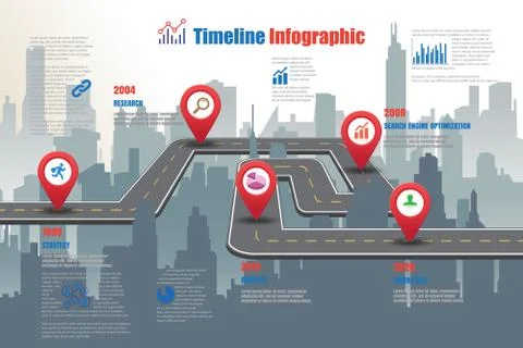 Road map Timeline Infographic, Vector Illustration Stock Illustration