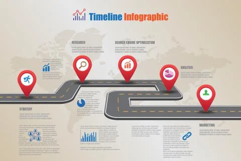 Road map Timeline Infographic, Vector Illustration Stock Illustration