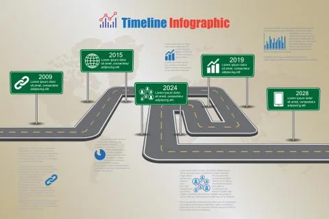 Road map Timeline Infographic, Vector Illustration Stock Illustration