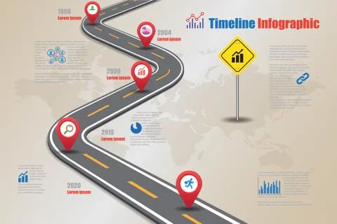 Road map Timeline Infographic, Vector Illustration Illustrazione stock