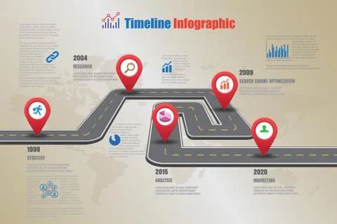 Road map Timeline Infographic, Vector Illustration Stockillustratie