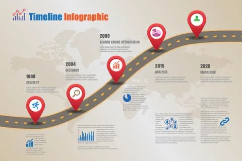 Road map Timeline Infographic, Vector Illustration Stockillustratie