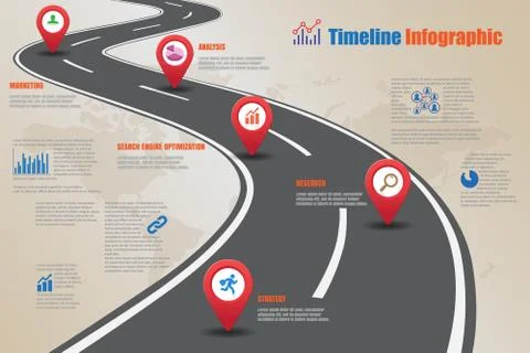Road map Timeline Infographic, Vector Illustration Illustrazione stock