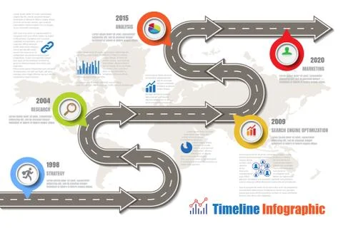Road map Timeline Infographic, Vector Illustration Illustrazione stock
