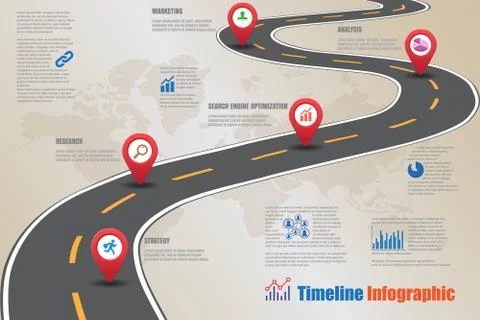Road map Timeline Infographic, Vector Illustration Stock Illustration