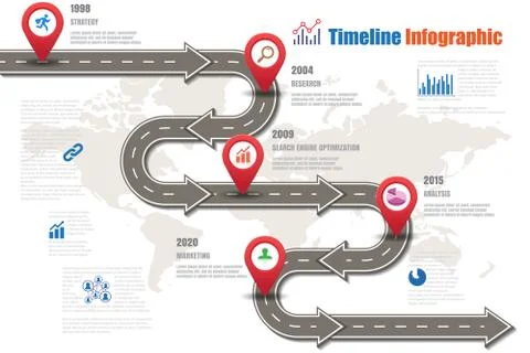 Road map Timeline Infographic, Vector Illustration Illustrazione stock