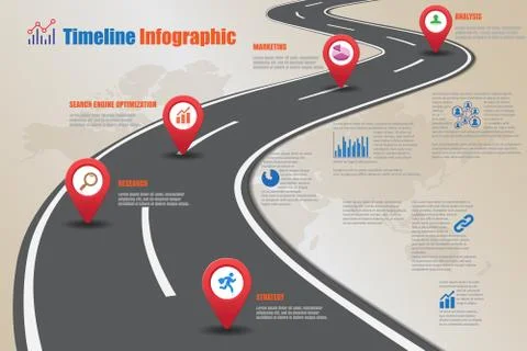 Road map Timeline Infographic, Vector Illustration Stock Illustration