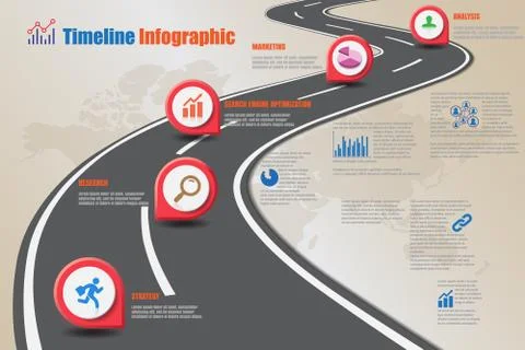 Road map Timeline Infographic, Vector Illustration Stock Illustration