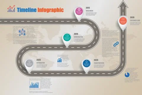 Road map Timeline Infographic, Vector Illustration Stock Illustration