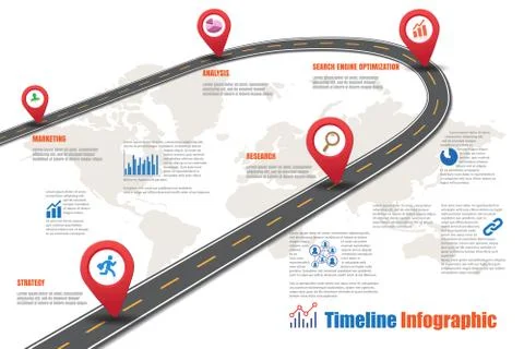Road map Timeline Infographic, Vector Illustration Illustrazione stock