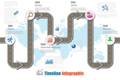 Road map Timeline Infographic, Vector Illustration Illustrazione stock