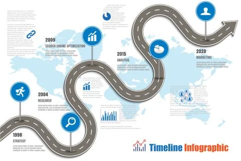 Road map Timeline Infographic, Vector Illustration Illustrazione stock