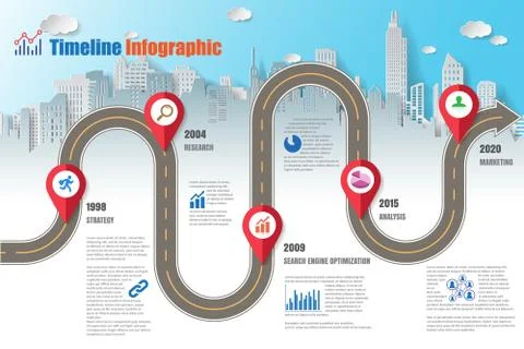 Road map Timeline Infographic, Vector Illustration Stockillustratie