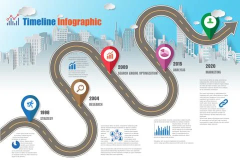 Road map Timeline Infographic, Vector Illustration Stock Illustration