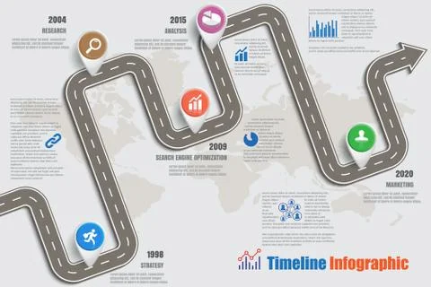 Road map Timeline Infographic, Vector Illustration Illustrazione stock