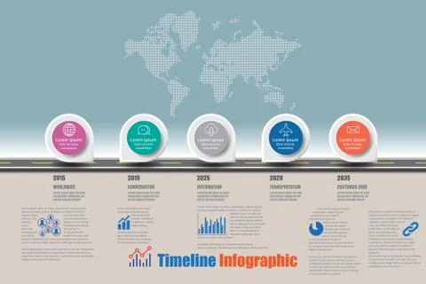 Road map Timeline Infographic, Vector Illustration Illustrazione stock