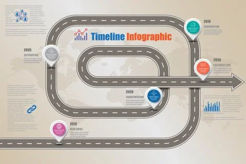 Road map Timeline Infographic, Vector Illustration Stock Illustration