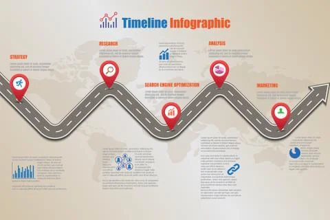 Road map Timeline Infographic, Vector Illustration Illustrazione stock
