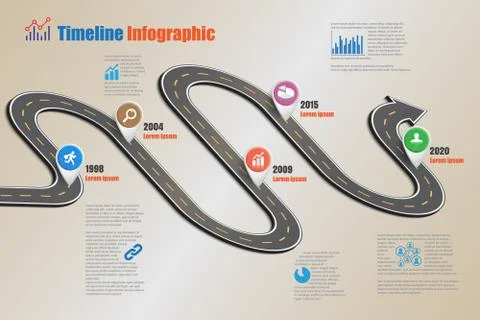 Road map Timeline Infographic, Vector Illustration Stock Illustration