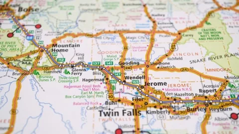 Road Map of Twin Falls County, Idaho, USA. Stock Footage 165106269