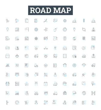 Road map vector line icons set. Route, Map, Path, Trace, Guide, Trajectory Stock Illustration