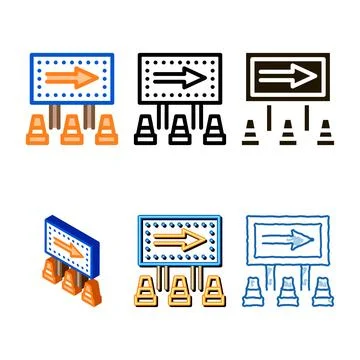 Road mark show direction icon designs vector outline Stock Illustration