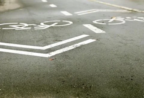 Road markings in the form of a bicycle Stock Photos