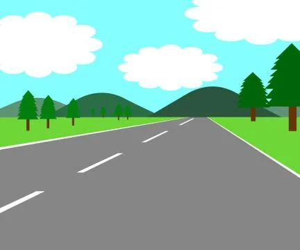 Road meadow Stock Illustration