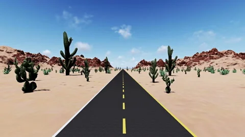 Road in The Middle of the Desert with Mountains in front Stock Footage 61883077