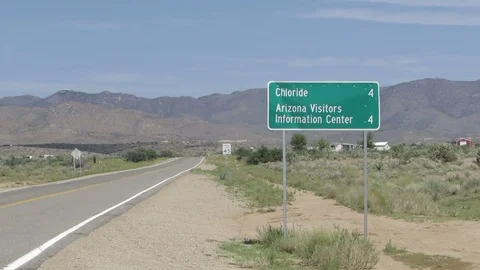 Road mileage sign for mining ghost town Chloride in northern Arizona USA Stock Footage 80179641