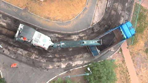 The road milling machine removes the top layer of asphalt Stock Footage 251005271
