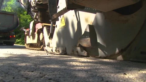 Road Milling Machine Removing Asphalt During Road Reconstruction Stock Footage 344401579