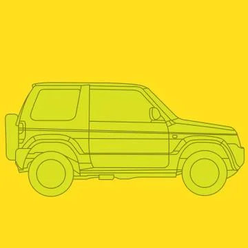 Off-road mini SUV side view - outline of 4x4 car Stock Illustration