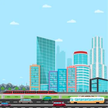 Road in a Modern City View Skyscraper, business men, drone, business man with Stock Illustration