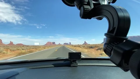 Road to monument valley. Camera on the windshield. Utah, Arizona. Stock Footage 181092463