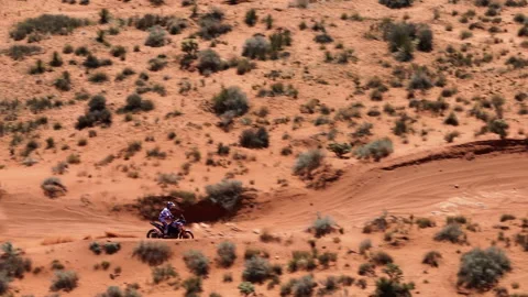 Off-Road Motorcycle Acceleration Through Rugged Terrain, Sand Hollow Stock Footage 313891227