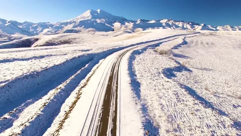 The road to Mount Elbrus Stock Footage 148400624