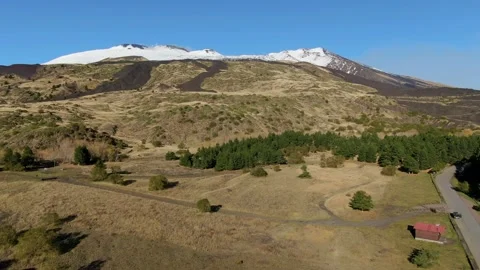 Road to Mount Etna, Sicily Etna in background Stock Footage 166647950