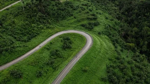 Road on mountain in Cambodia. Drone view, 2k Stock Footage 246102791