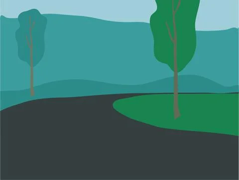 Road to the mountain Stock Illustration