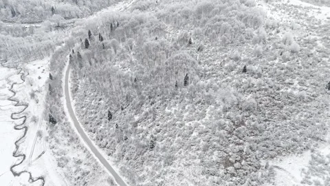 Road on a mountain in winter Stock Footage 267082336